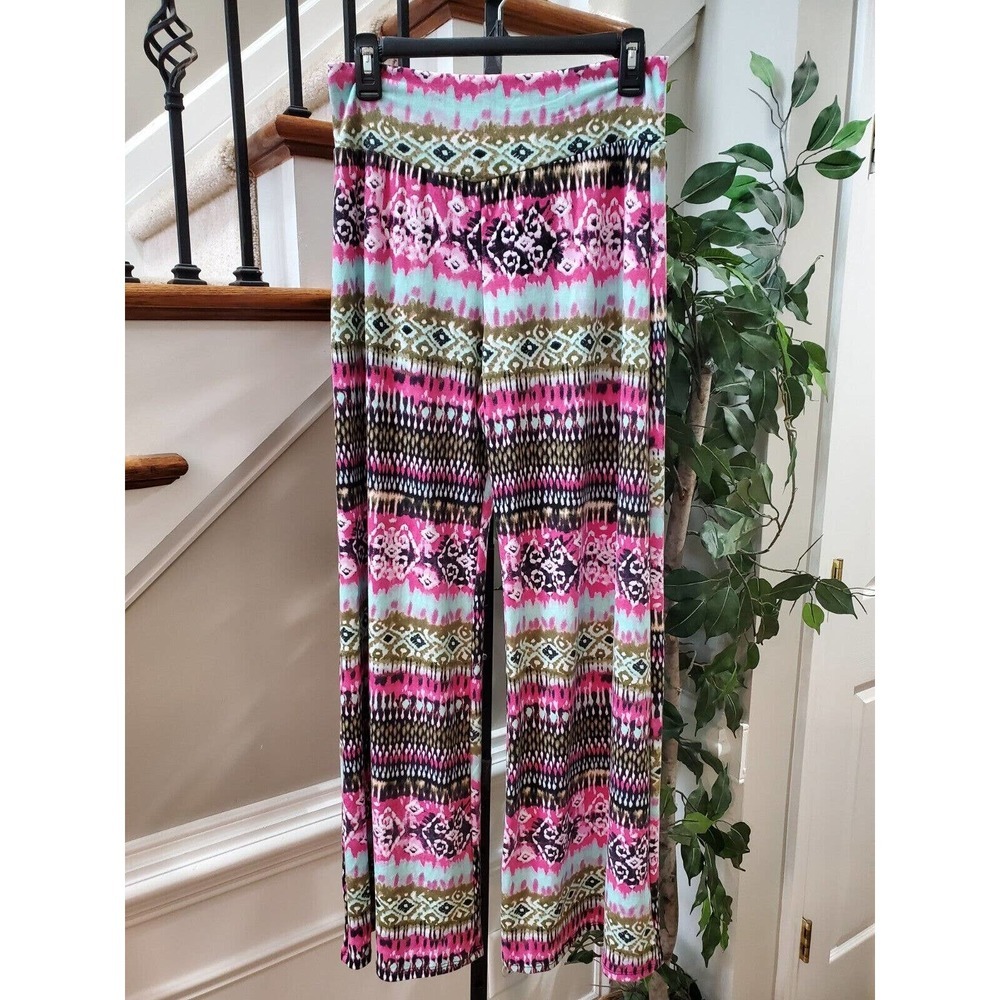 Friday Womens Multicolor Polyester High Rise Wide Leg Calypso Pants Size Large